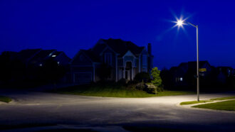 street light in a suburban neighborhood